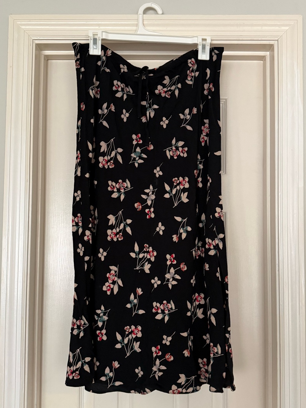 Madewell drawstring Black Floral Skirt
